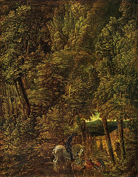 Albrecht Altdorfer Countryside of wood with Saint George fighting the dragon